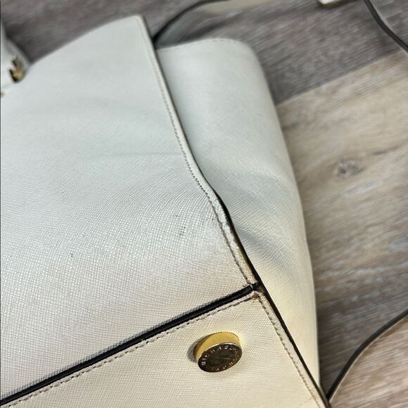 2828 Michael Kors White Leather Briefcase Handbag 243452828 - Picture 13 of 16